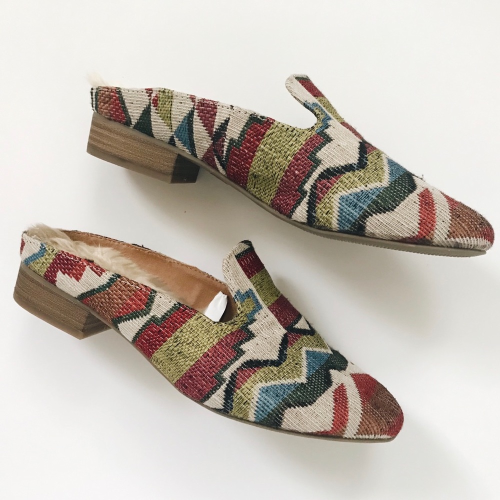 Colorful patterned mules